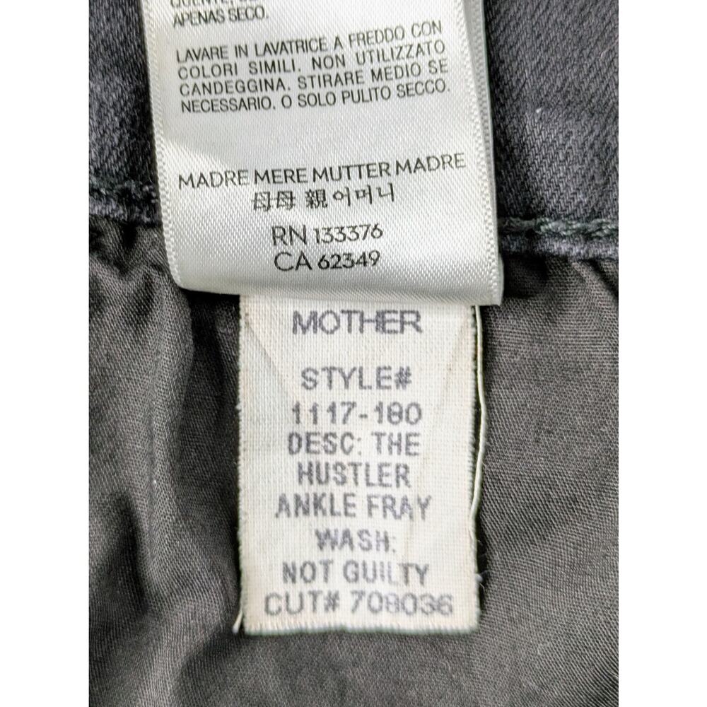 MOTHER Hustler Ankle Fray Jeans 30 Black High Rise Crop Raw Hem Not Guilty - Picture 13 of 15